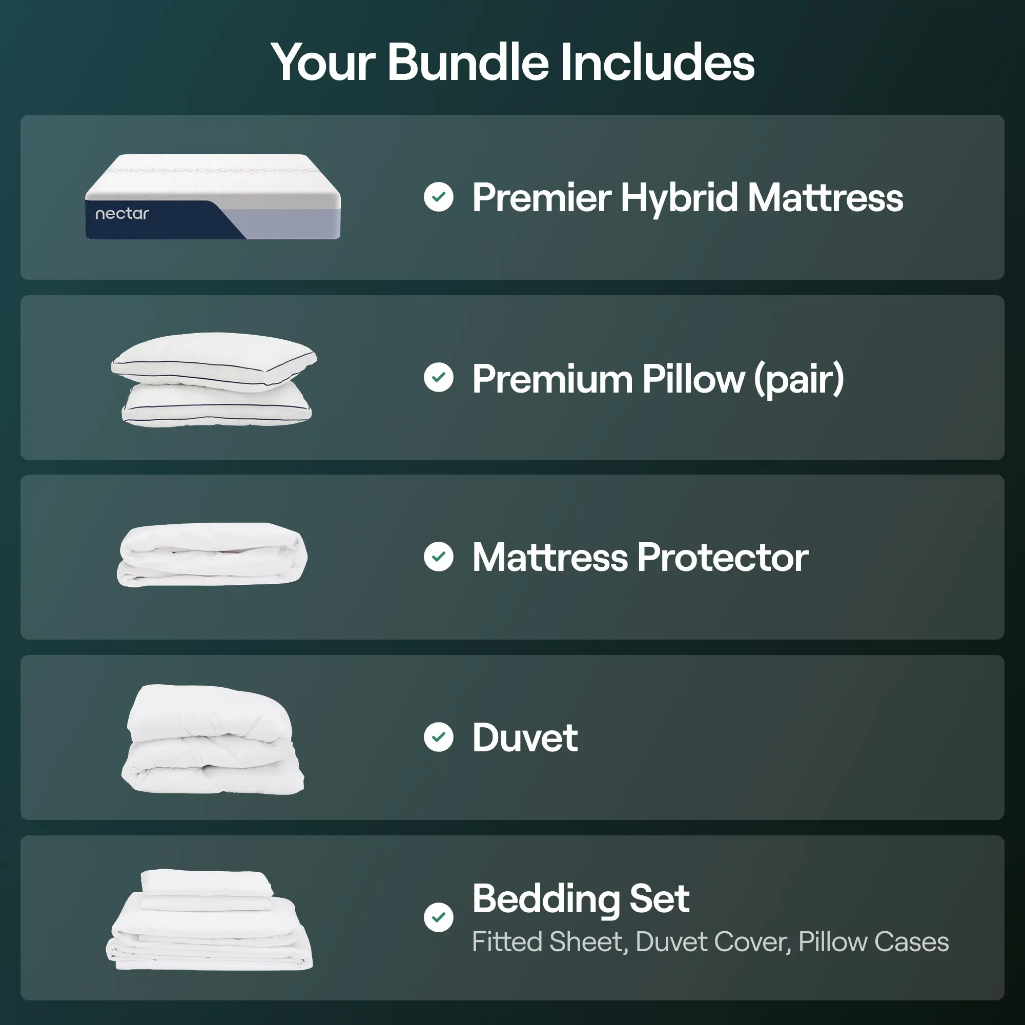 Nectar Premier Hybrid Bedroom Bundle - Double - Image 2